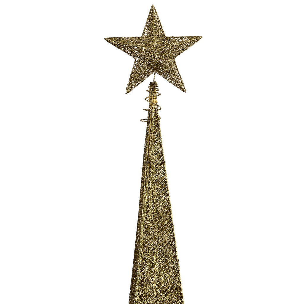 Figura navideña 150cm 60 luces LED árbol triangular dorado