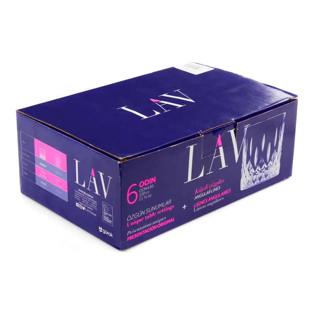 Vaso whisky 330ml set de 6