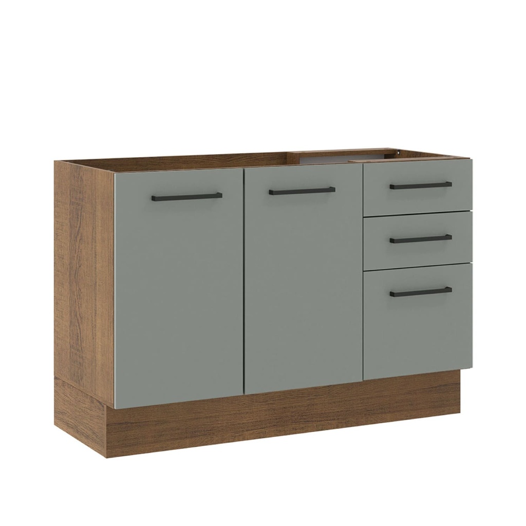 Base cocina Agata gris 2 puertas 3 cajones 120cm