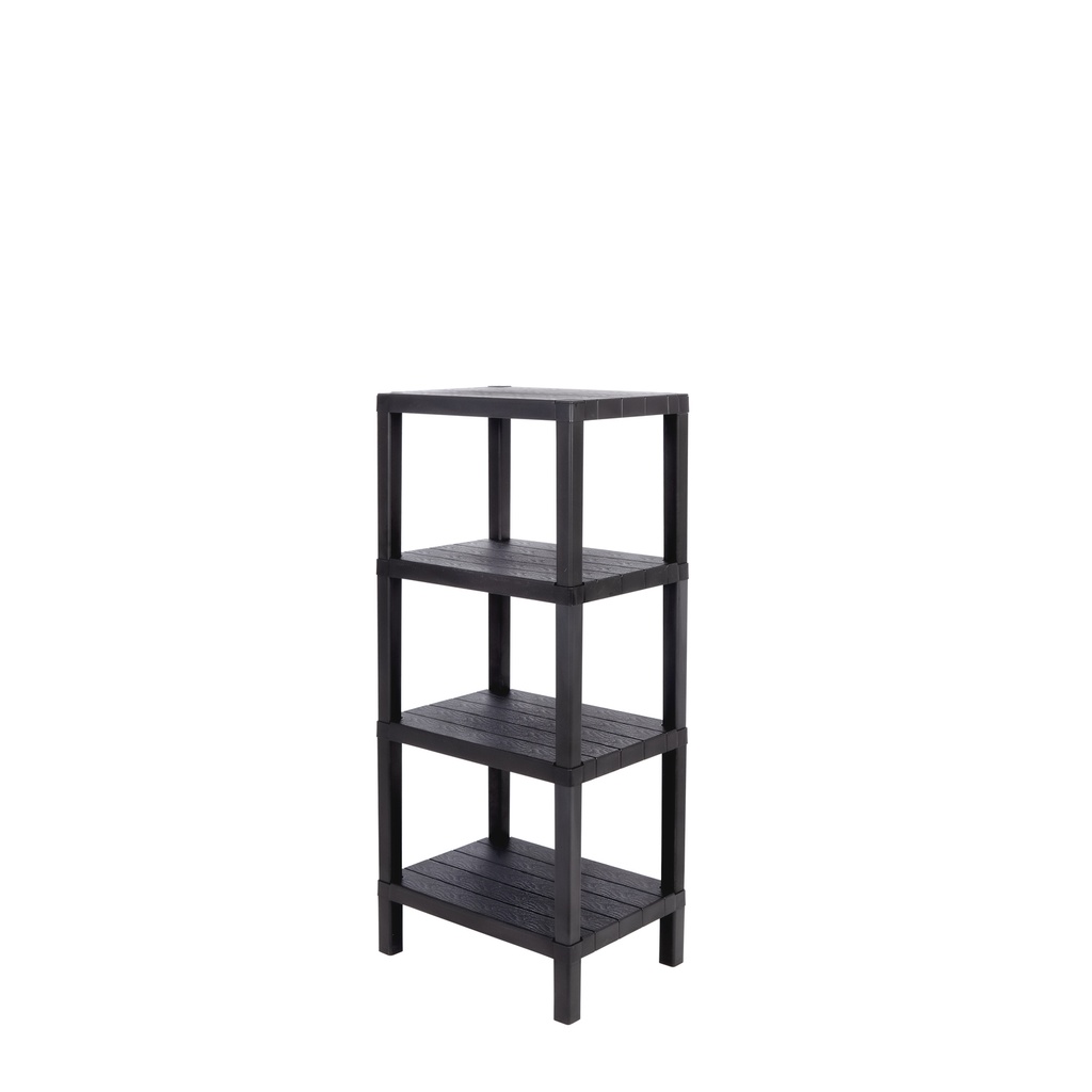 Estante plástico negro 4 niveles 39x23x92,3cm