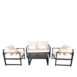 [230031110] Juego living terraza Mykonos 2-1-1 negro