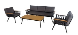 [230041357] Juego living terraza Lorenzo 3-1-1 gris