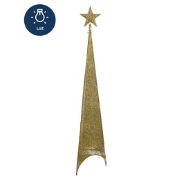 [230042195] Figura navideña 180cm 100 luces LED árbol triangular dorado