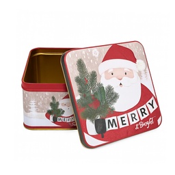 [230042507] Caja lata navidad cuadrada pascuero 13,8cm